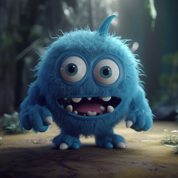 Blaues fluffiges Monster repräsentiert die Hilfe bei der Automatisierung